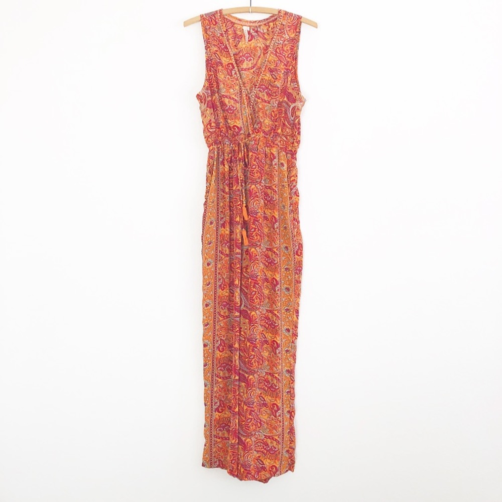 Orange Paisley Satin Jumpsuit
